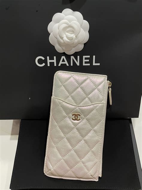 chanel phone case and card holder|Chanel phone holder with chain.